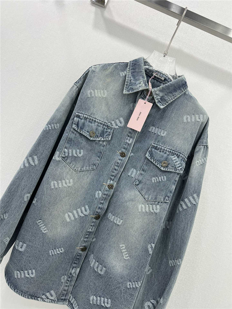 miumiu letter jacquard denim shirt