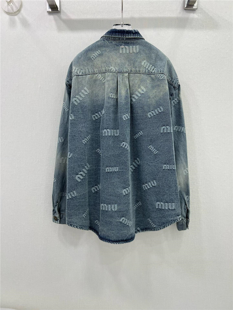 miumiu letter jacquard denim shirt