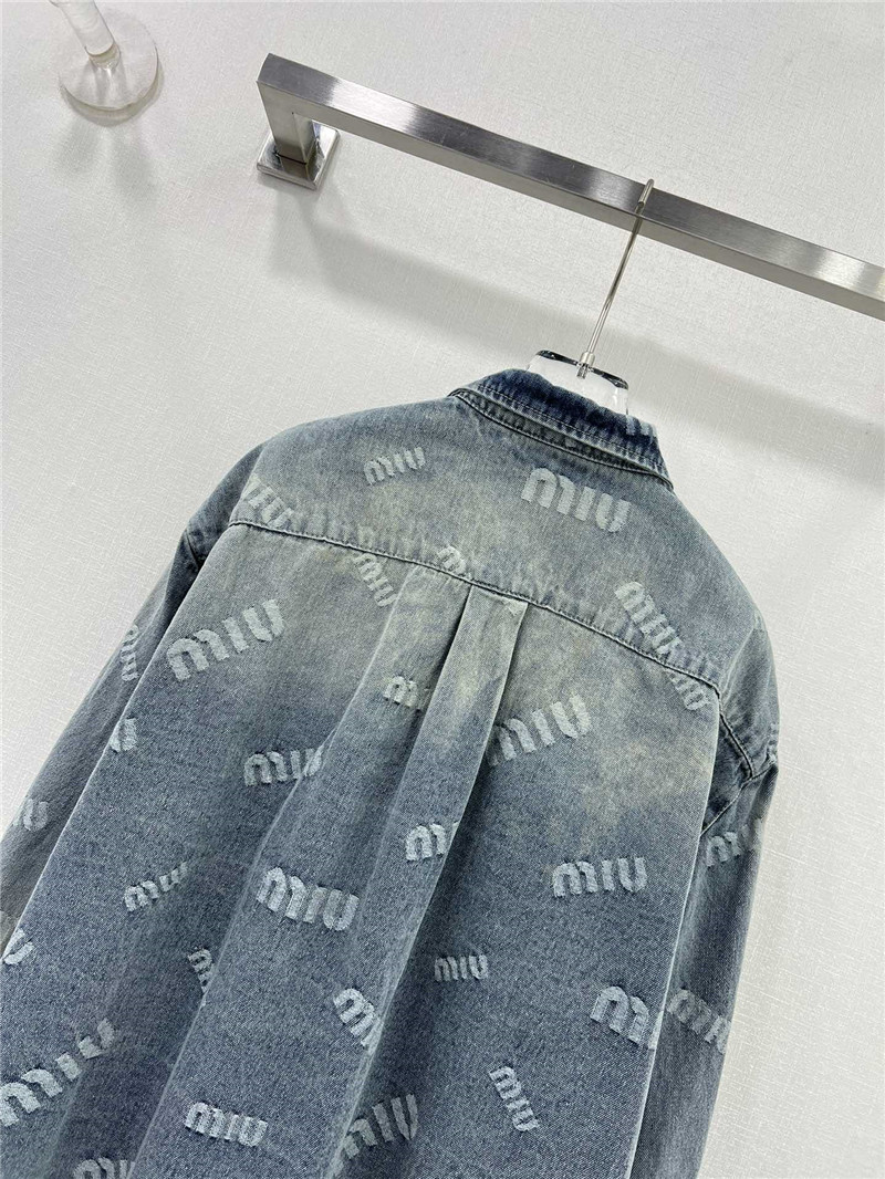 miumiu letter jacquard denim shirt