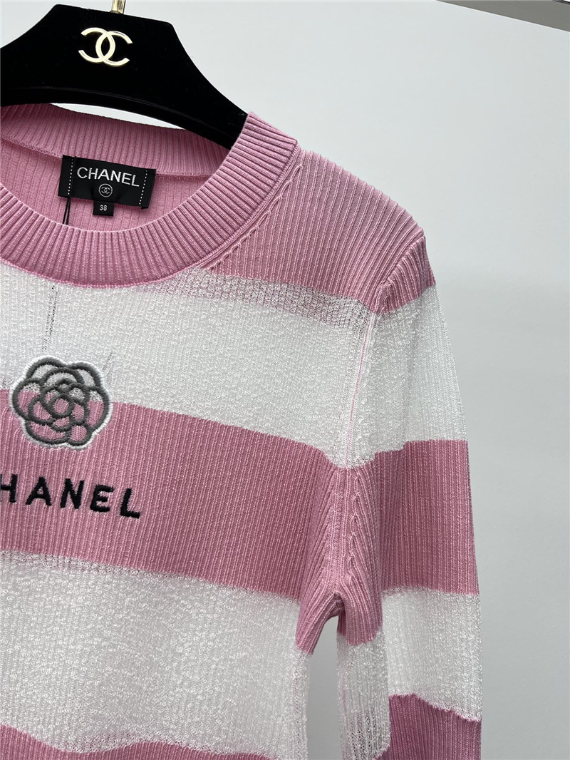 Ch**el logo striped knitted t-shirt