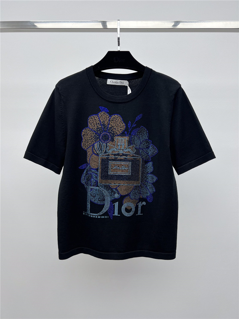 Dior Logo Hot Diamond Knitted T-shirt