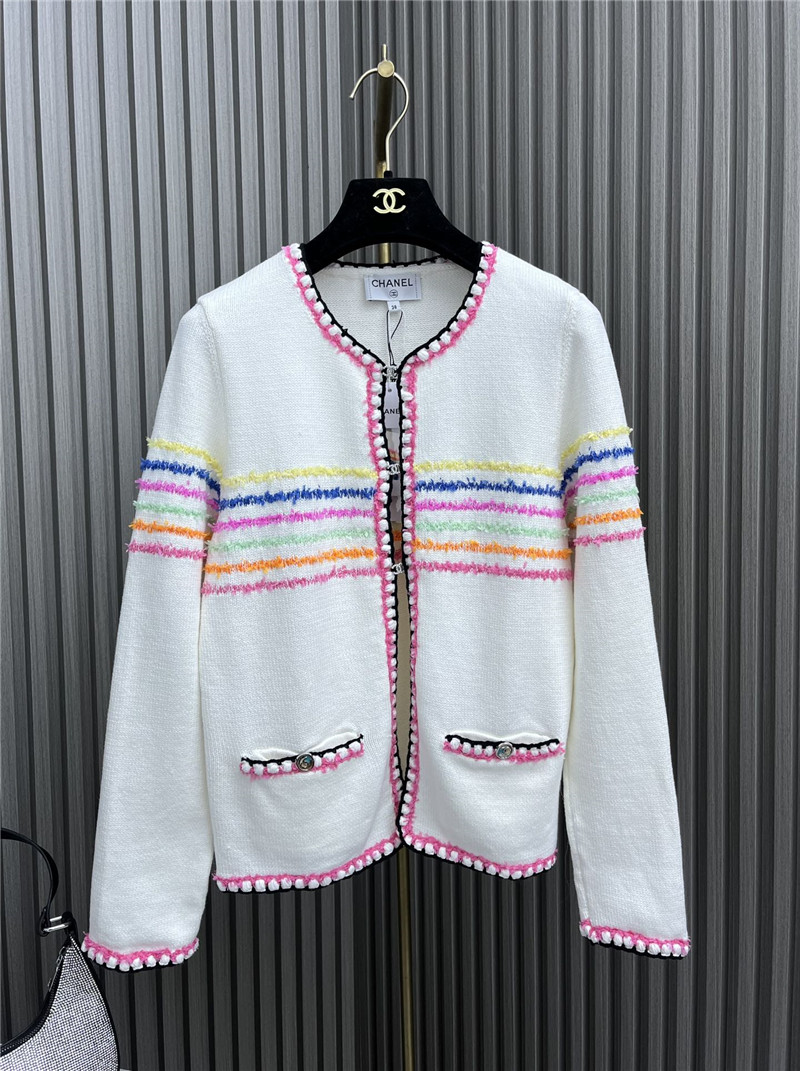 Chanel Rainbow Striped Knitted Cardigan