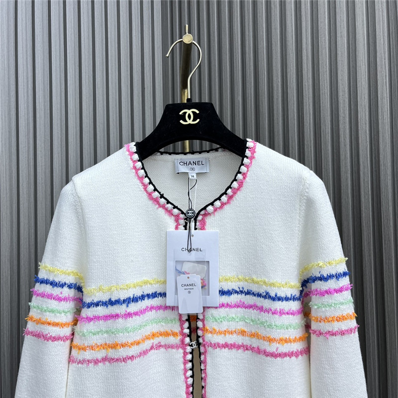 Chanel Rainbow Striped Knitted Cardigan