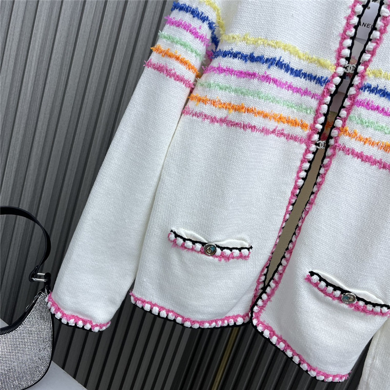 Chanel Rainbow Striped Knitted Cardigan