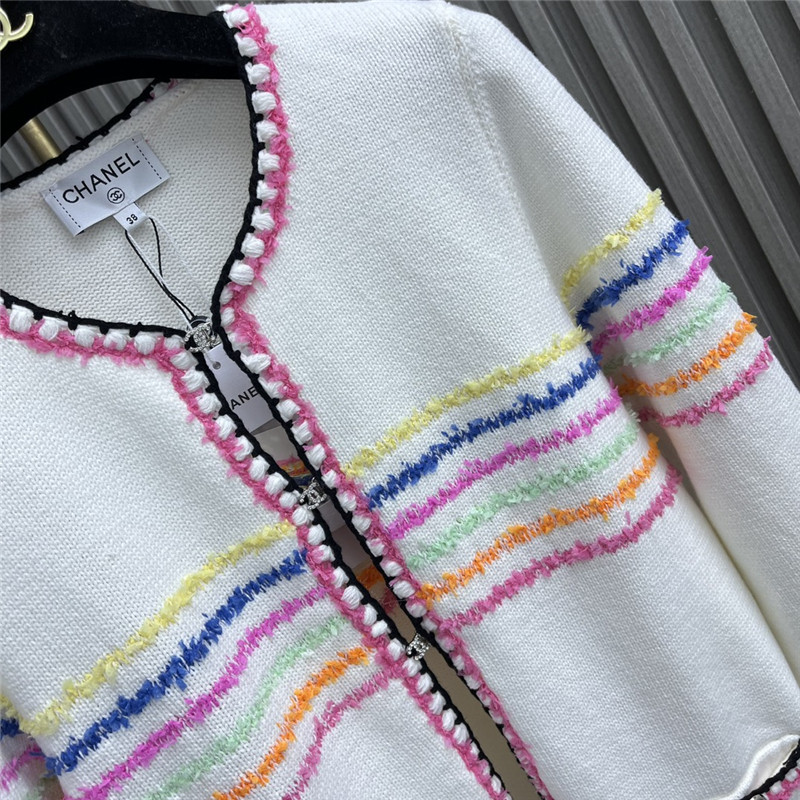 Chanel Rainbow Striped Knitted Cardigan