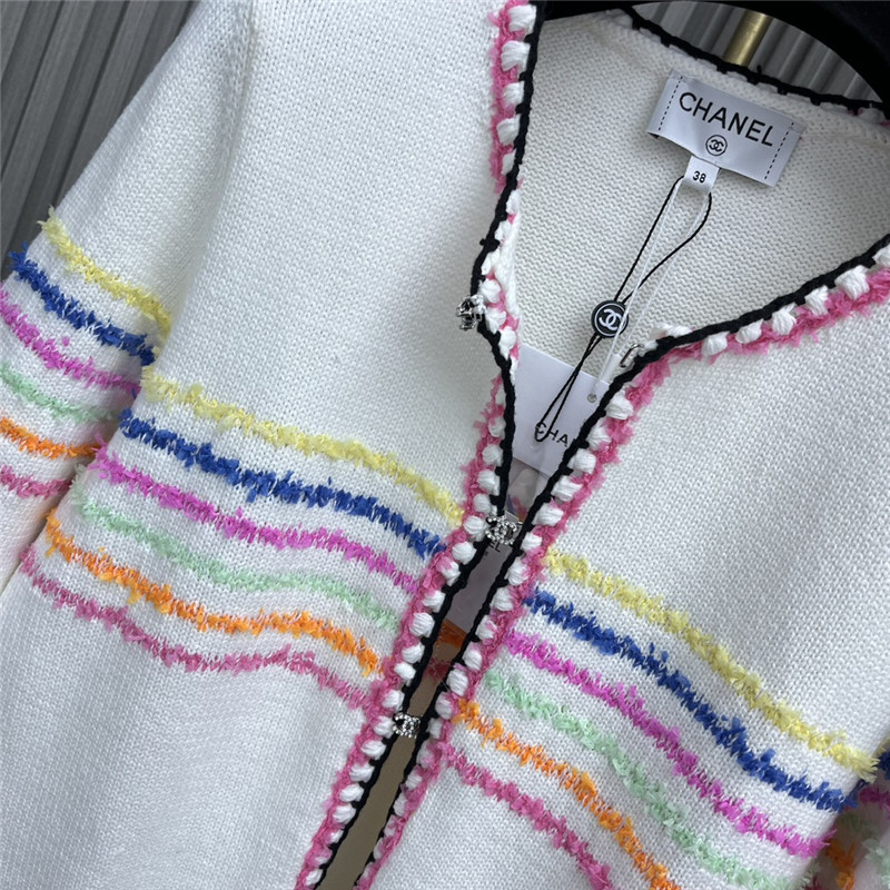 Chanel Rainbow Striped Knitted Cardigan