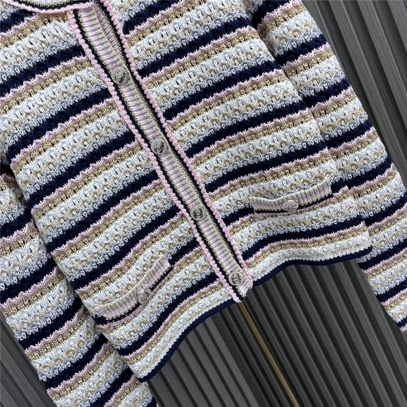 Ch**el contrast striped knitted cardigan