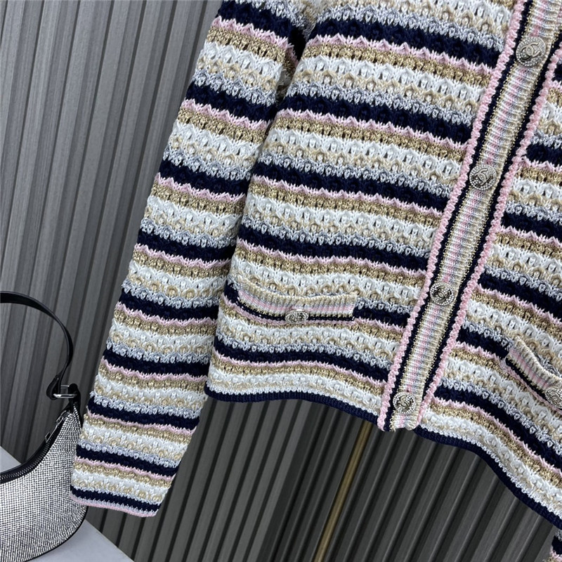 Ch**el contrast striped knitted cardigan