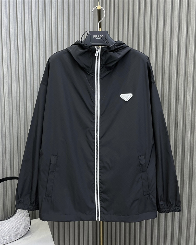 prada high nylon hooded jacket