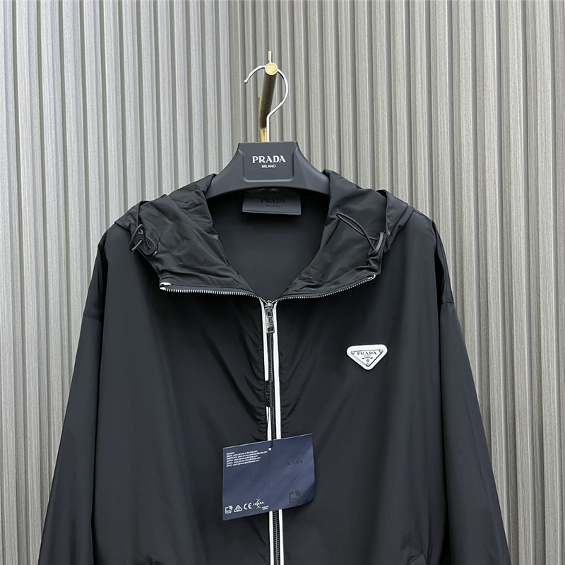 prada high nylon hooded jacket