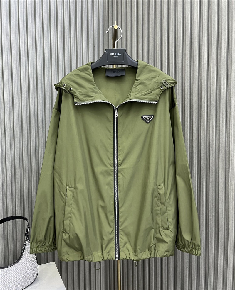 prada high nylon hooded jacket
