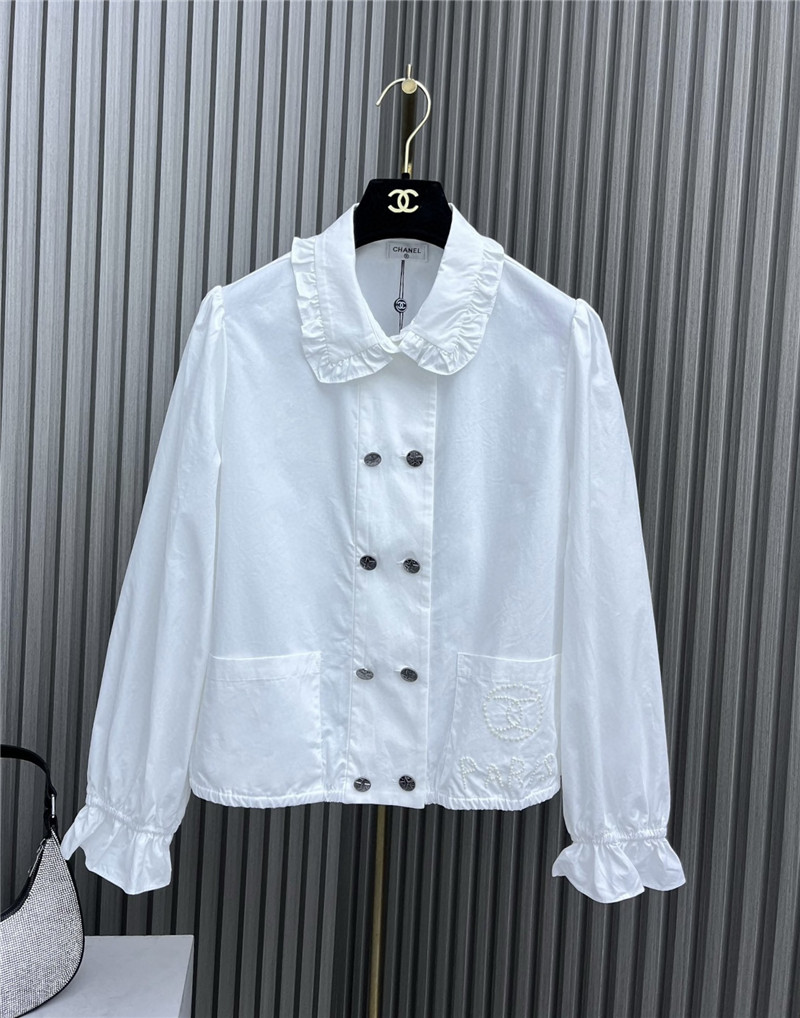 Chanel lace pearl beaded shirt