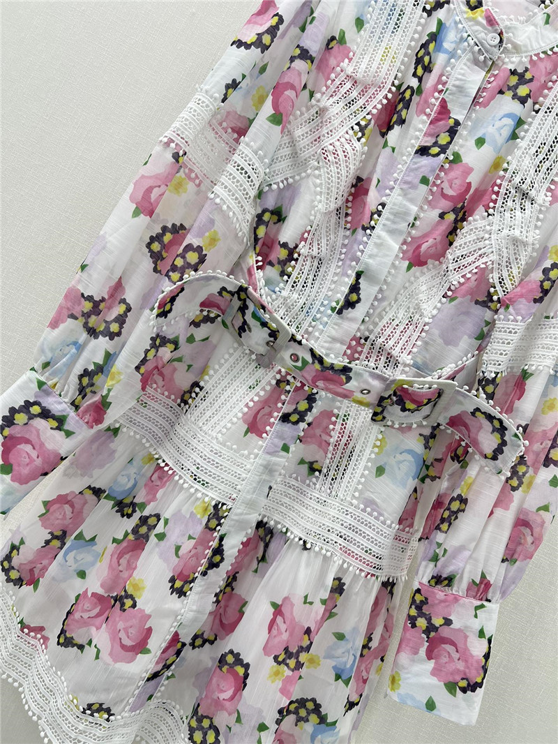 zimm printed patchwork belted slim dress