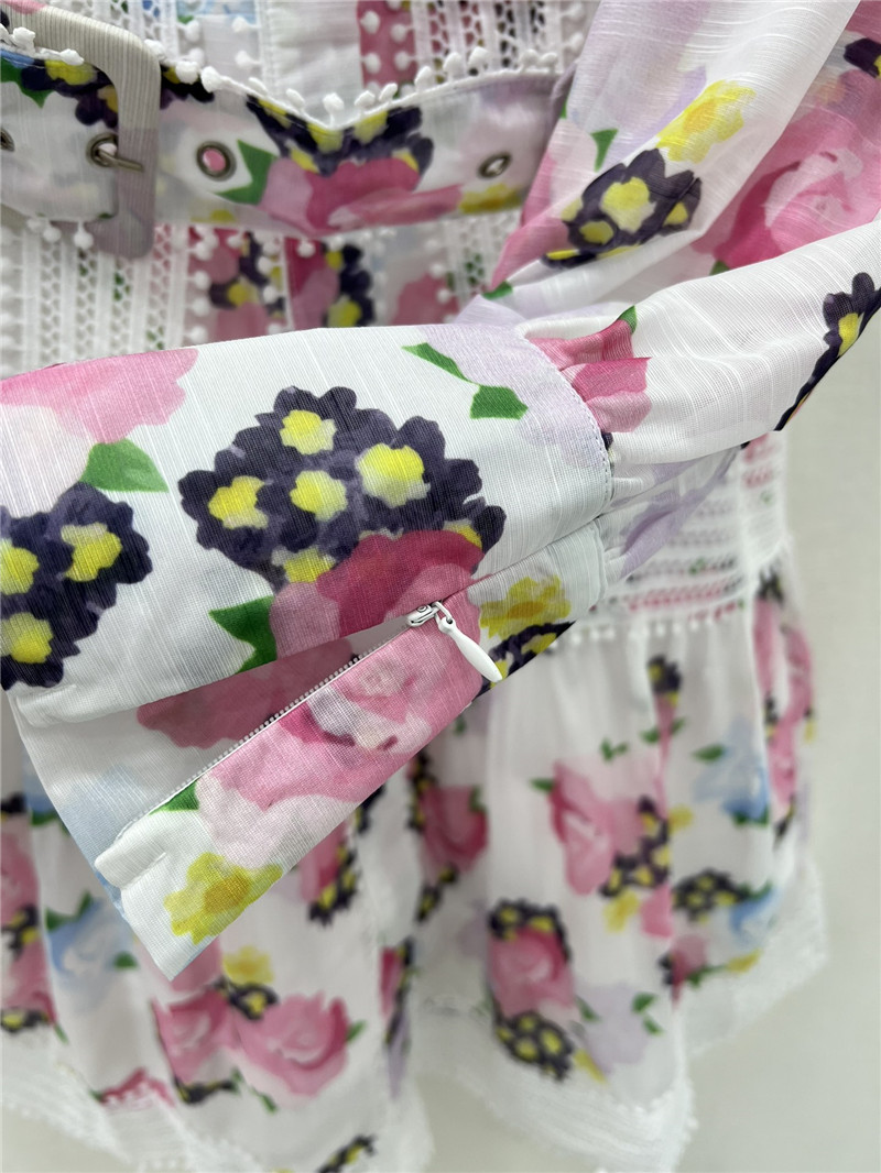 zimm printed patchwork belted slim dress