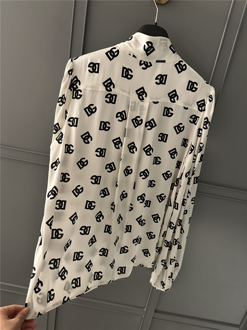 Dolce & Gabbana d&g logo silk satin print shirt