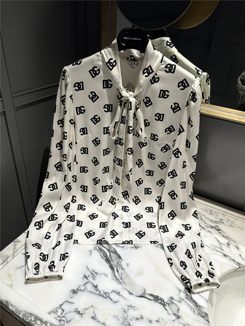 Dolce & Gabbana d&g logo silk satin print shirt
