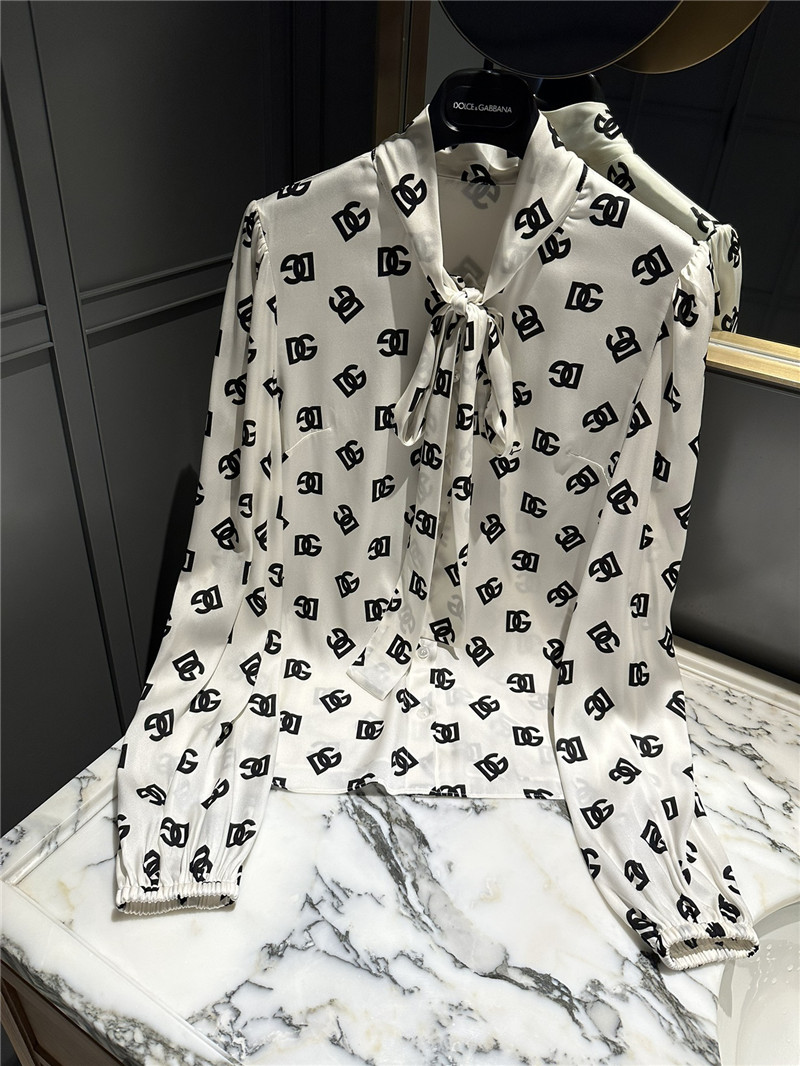 Dolce & Gabbana d&g logo silk satin print shirt