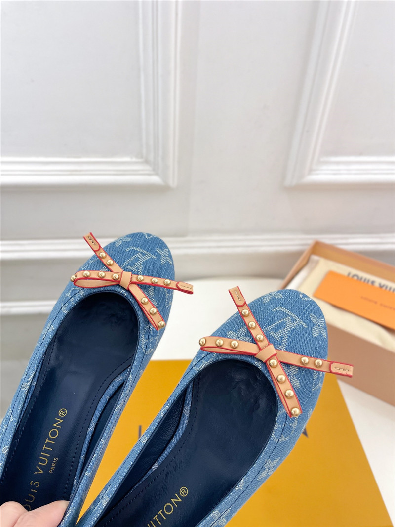 l0vis Vvtt0n lv round toe bow rivet ballet shoes