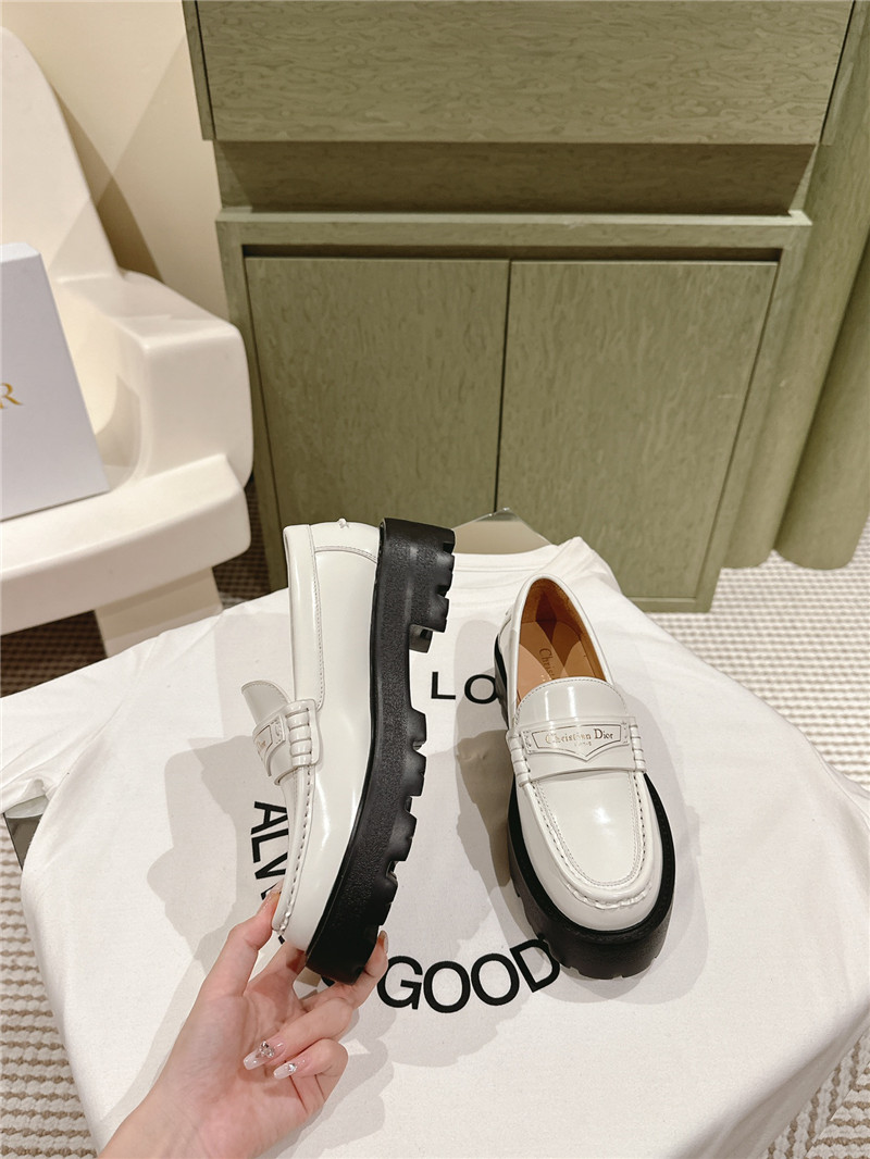 dior open edge beaded patent leather mary jane loafers