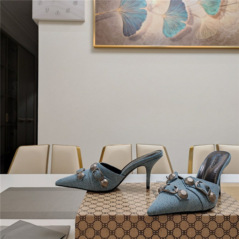 Ba1en*iaga washed denim new color rivet series high heels