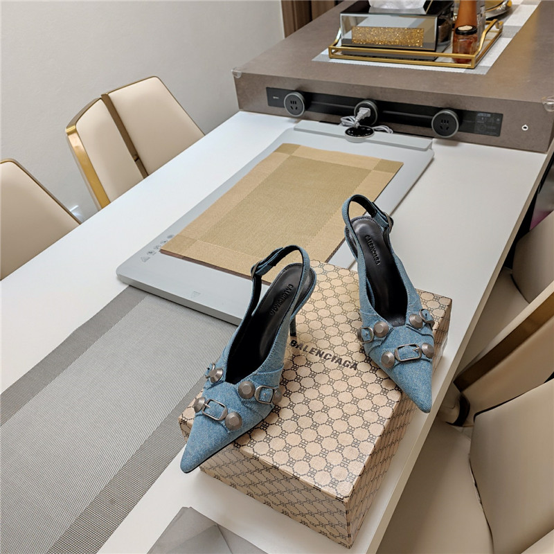 Ba1en*iaga washed denim new color rivet series high heels