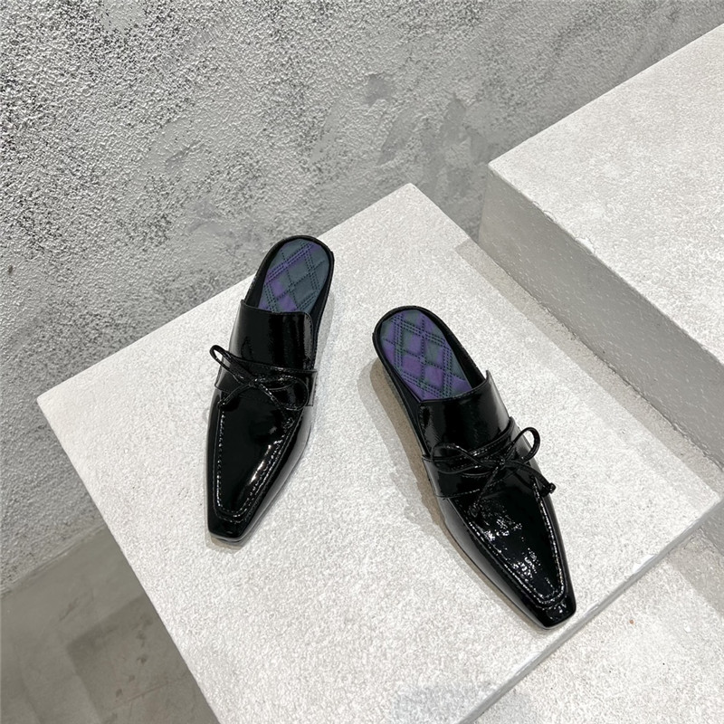 Burberry new fur heel half slippers