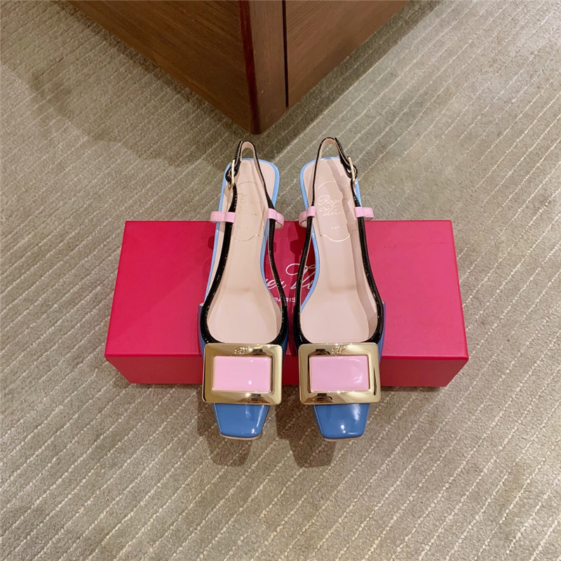 Roger vivier new patent leather block heel sandals