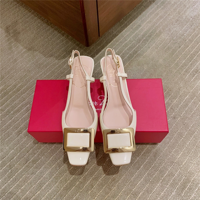 Roger vivier new patent leather block heel sandals