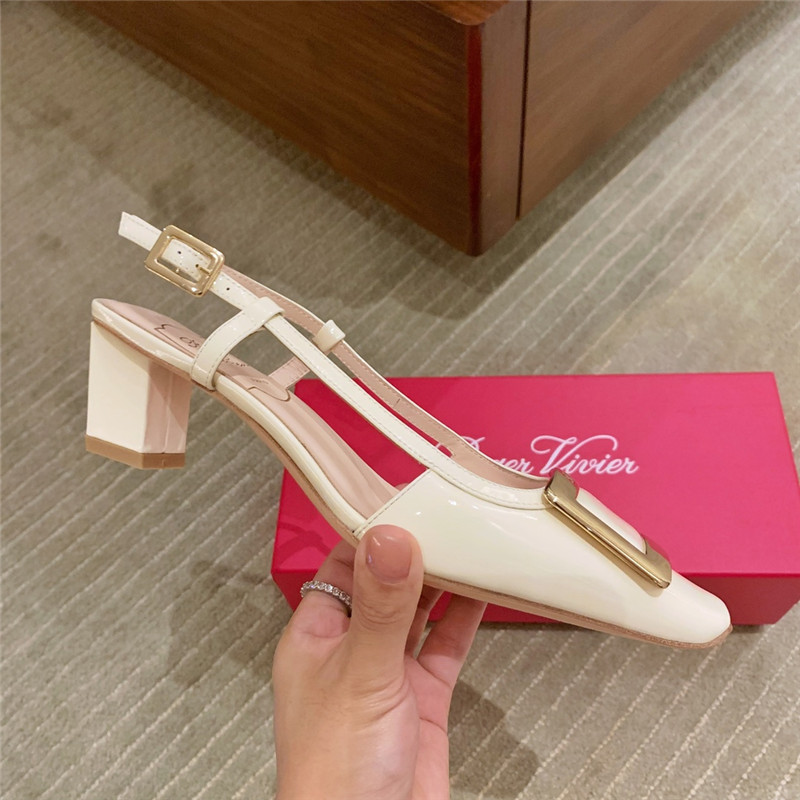 Roger vivier new patent leather block heel sandals