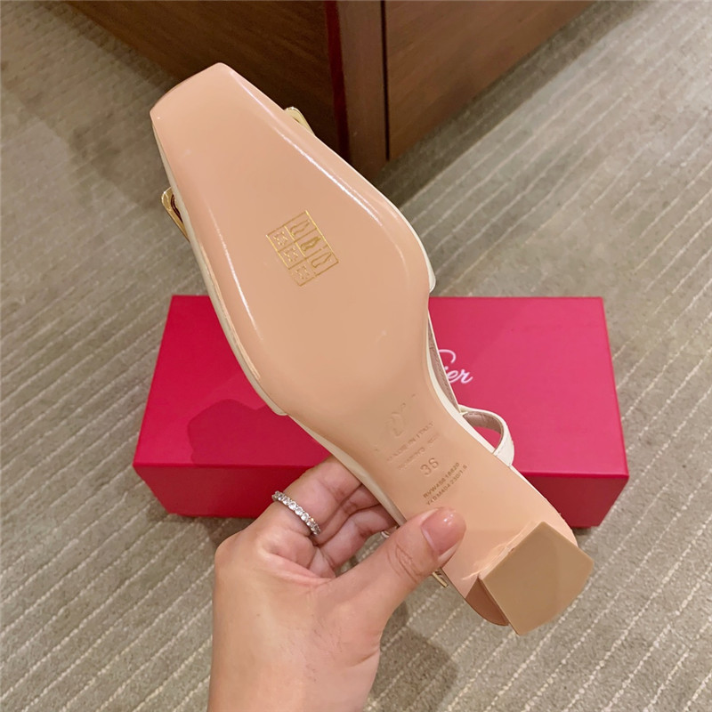 Roger vivier new patent leather block heel sandals