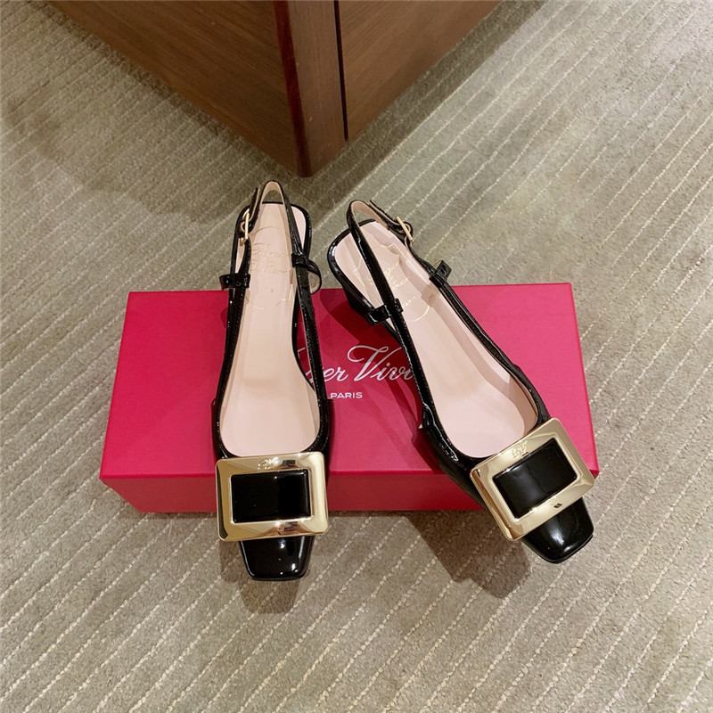 Roger vivier new patent leather block heel sandals