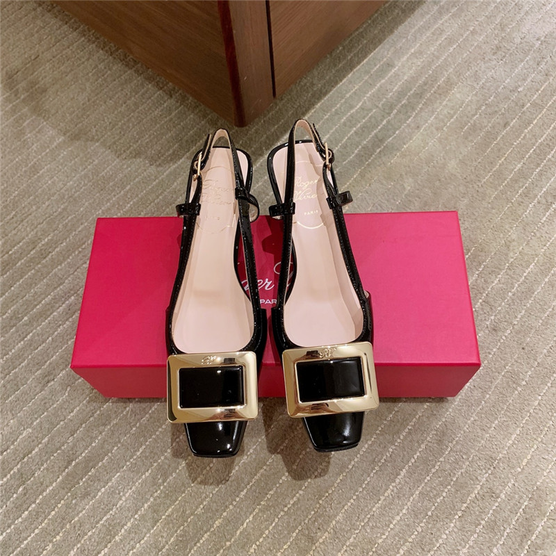 Roger vivier new patent leather block heel sandals