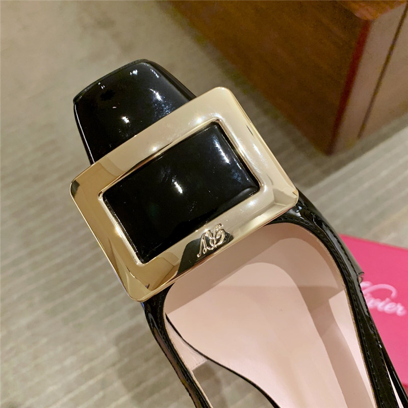 Roger vivier new patent leather block heel sandals