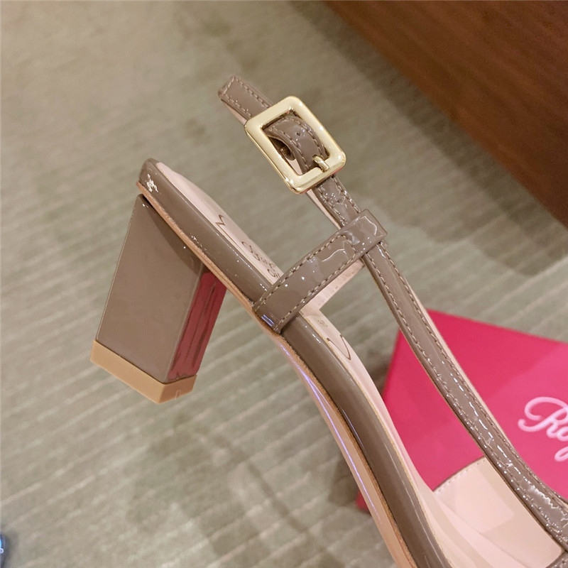 Roger vivier new patent leather block heel sandals