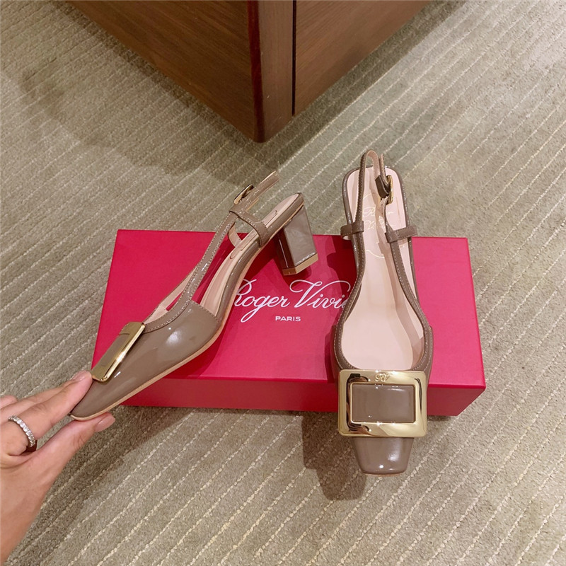 Roger vivier new patent leather block heel sandals