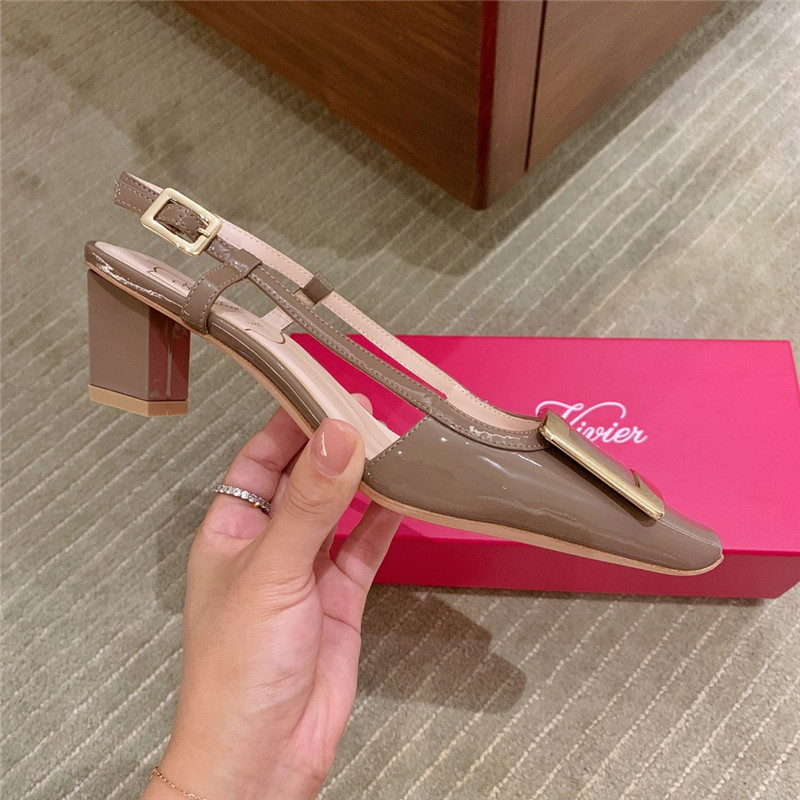 Roger vivier new patent leather block heel sandals