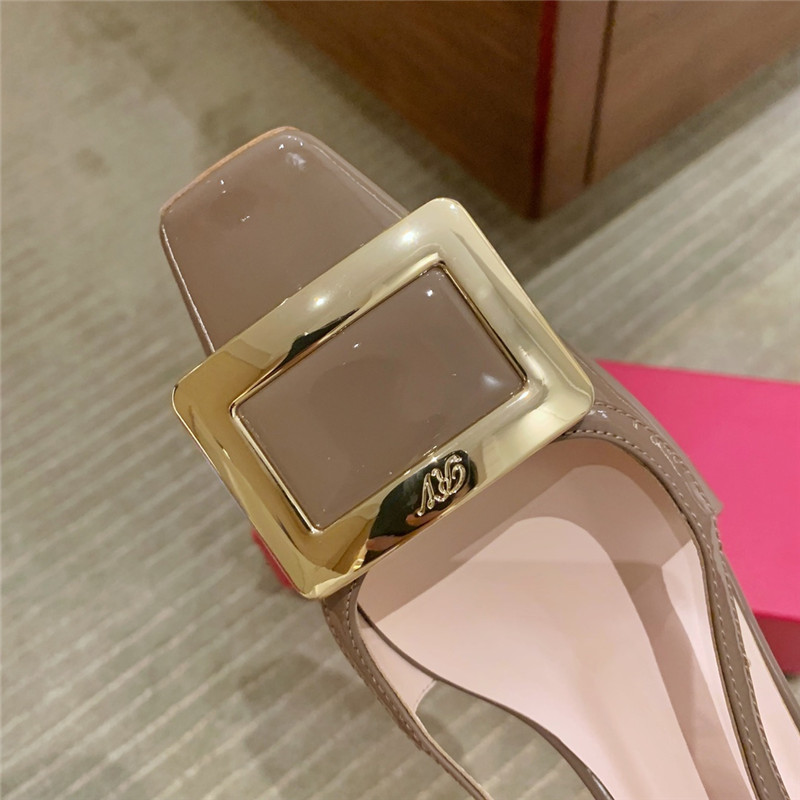 Roger vivier new patent leather block heel sandals