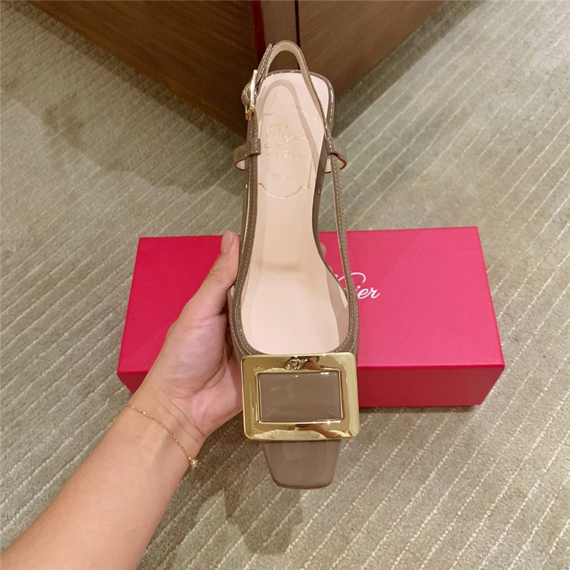 Roger vivier new patent leather block heel sandals