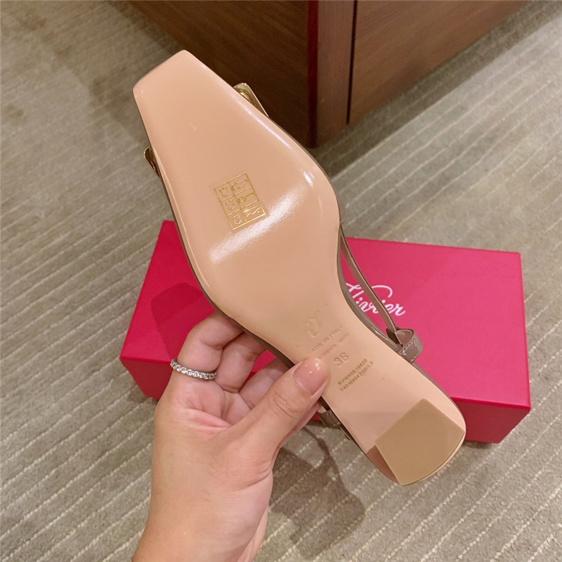 Roger vivier new patent leather block heel sandals