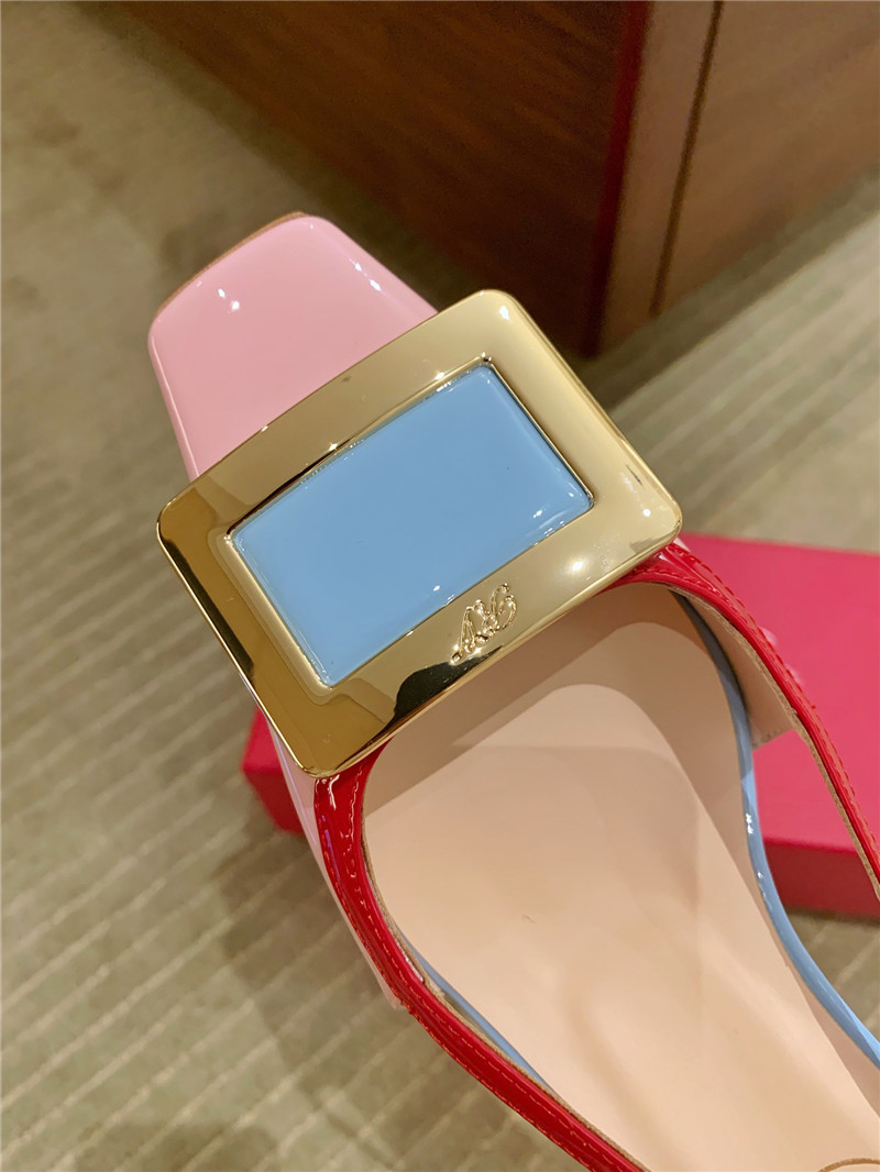 Roger vivier new patent leather block heel sandals