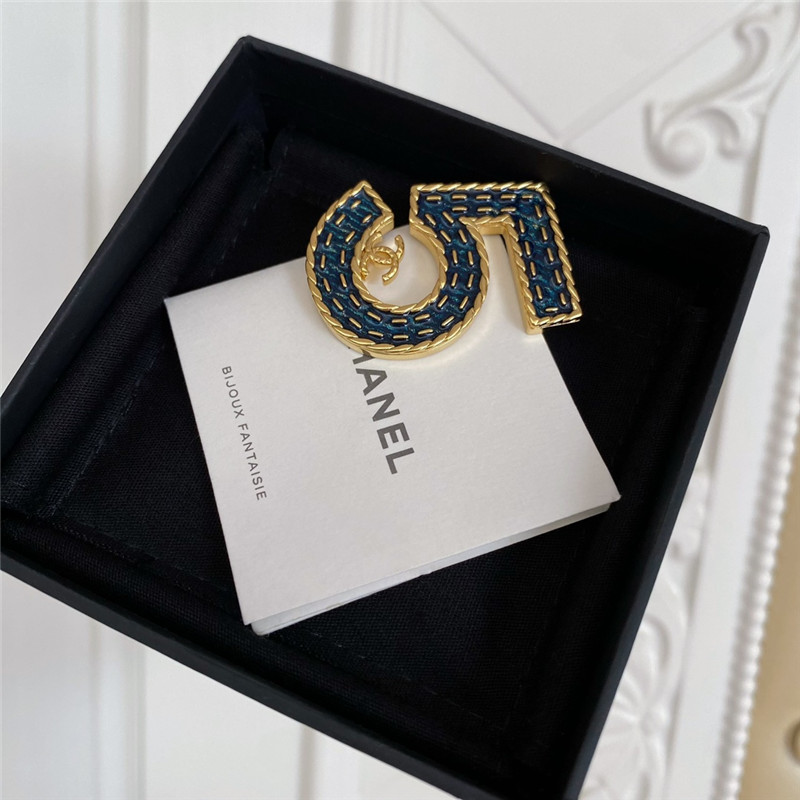 Chanel denim 5 word double c brooch