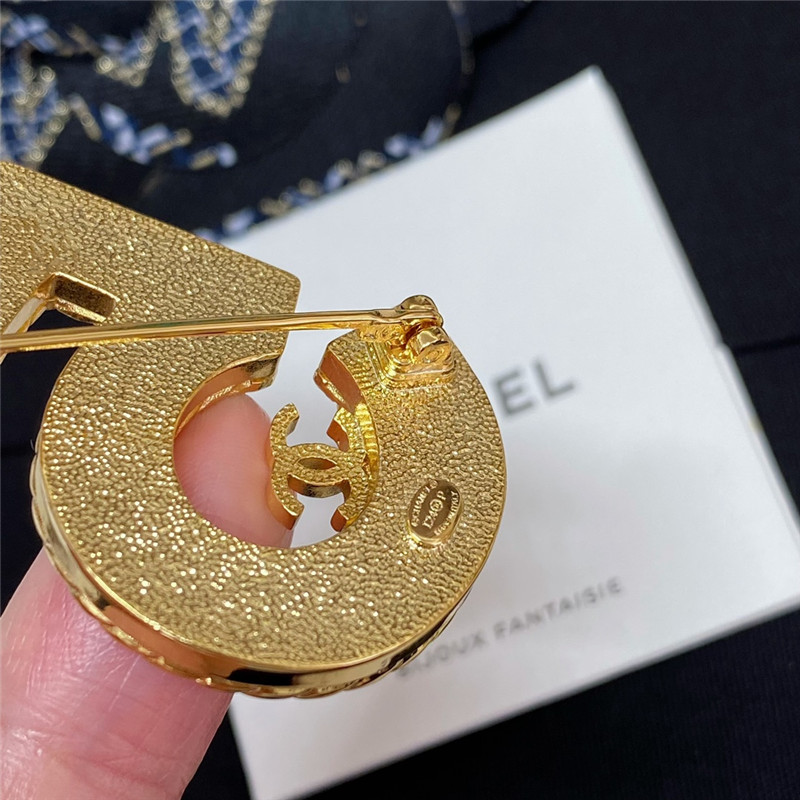 Chanel denim 5 word double c brooch
