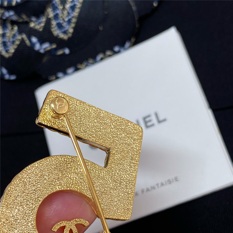 Chanel denim 5 word double c brooch