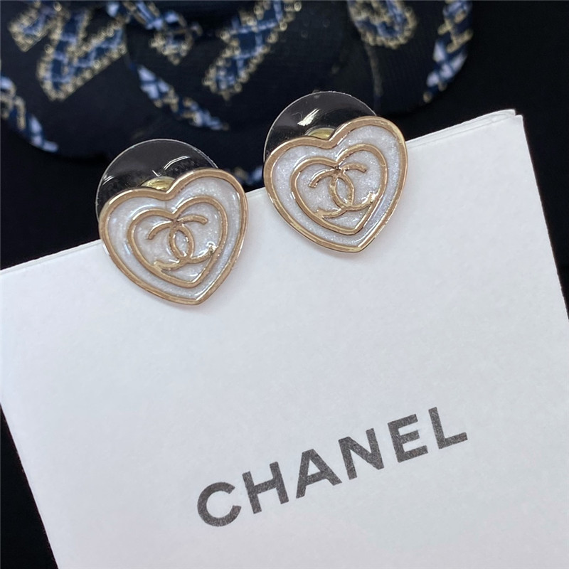 Ch**el double circle enamel small love earrings