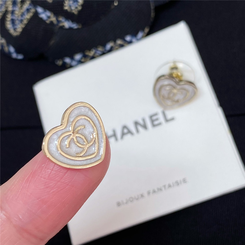 Ch**el double circle enamel small love earrings