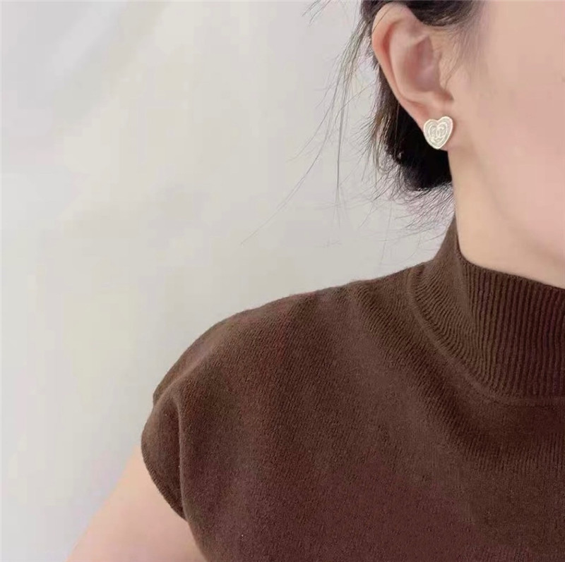 Ch**el double circle enamel small love earrings