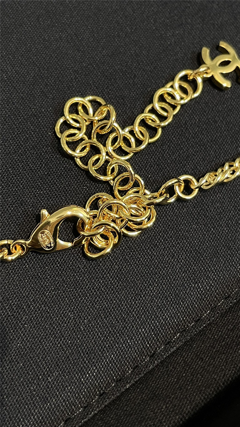 Ch**el imitation denim double c love pearl waist chain