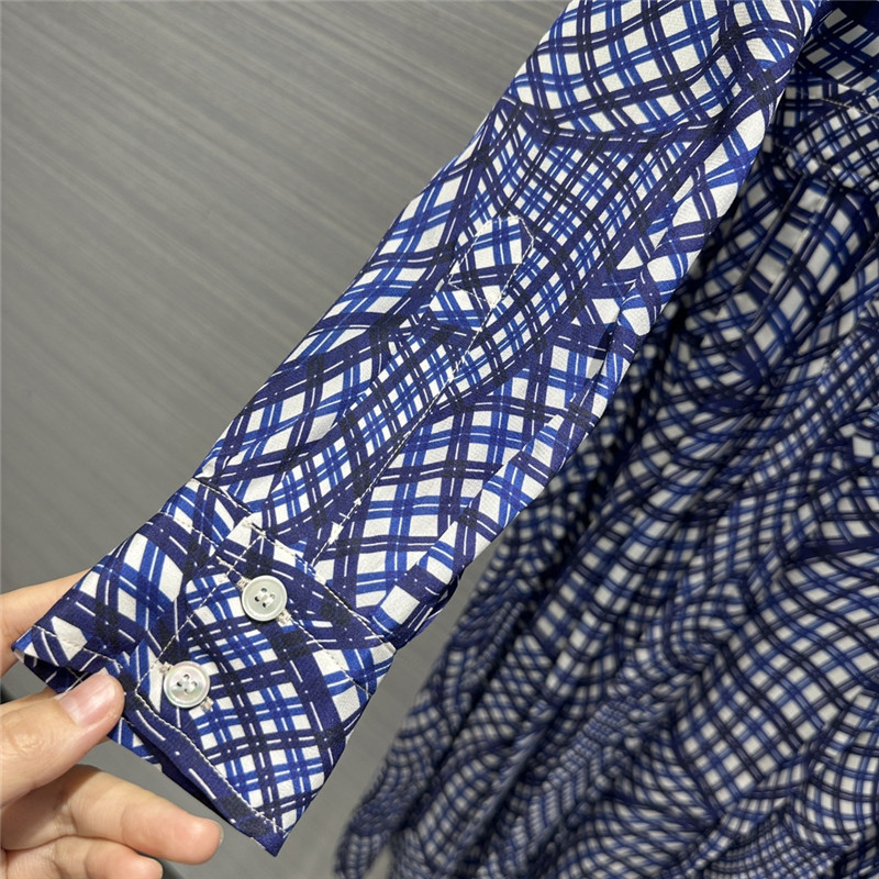 tory burch 3D geometric advanced blue plaid printed silk dress