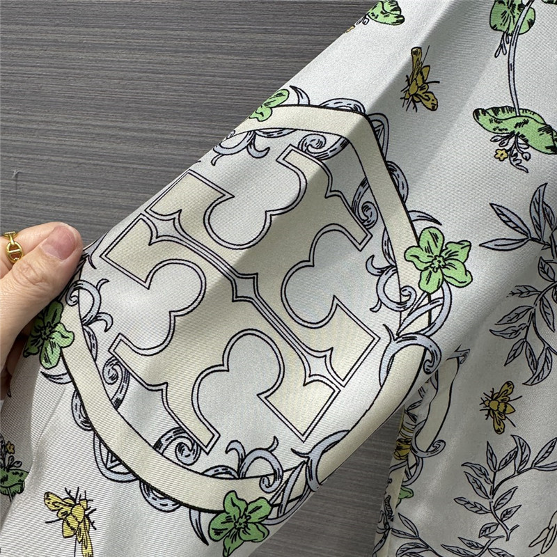 tory burch position printed silk shirt