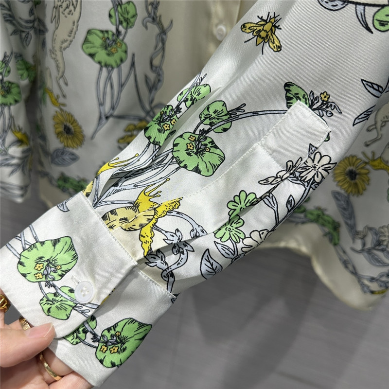 tory burch position printed silk shirt